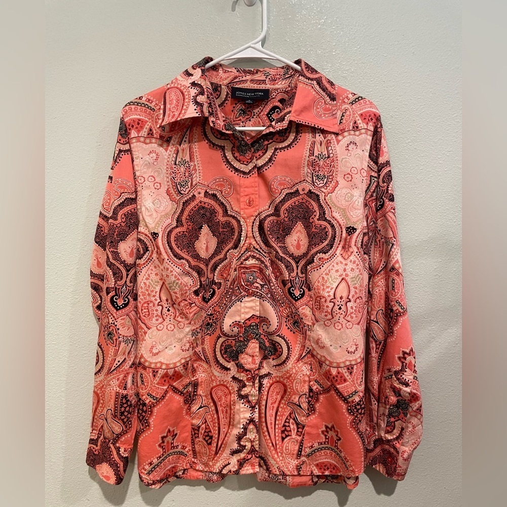 Jones New York Women’s Coral Paisley Button-Down Shirt